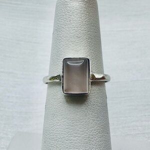 S925 Rose Quartz Rectangle Ring